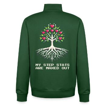 Stats de pas au maximum | Famille Patchwork - Sweat zippé unisexe en coton bio Stanley/Stella - vert bouteille - Dos - AI Model Male 185 dark (185cm)