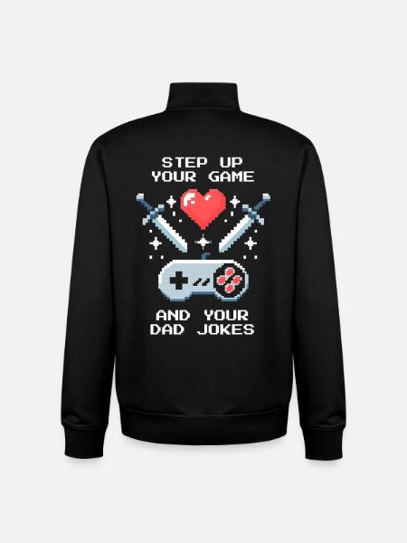 Level up & Papa-Witze | Bonuspapa Patchwork - Unisex Organic Zip Sweatshirt von Stanley/Stella - Schwarz