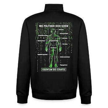 System error taxpayer - matrix dismantling plan - Unisex Organic Zip Sweatshirt by Stanley/Stella - black - Back - AI Model Male 185 light (185cm)
