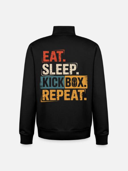 Eat Sleep Kickbox Repeat - Unisex Organic Zip Sweatshirt by Stanley/Stella - black