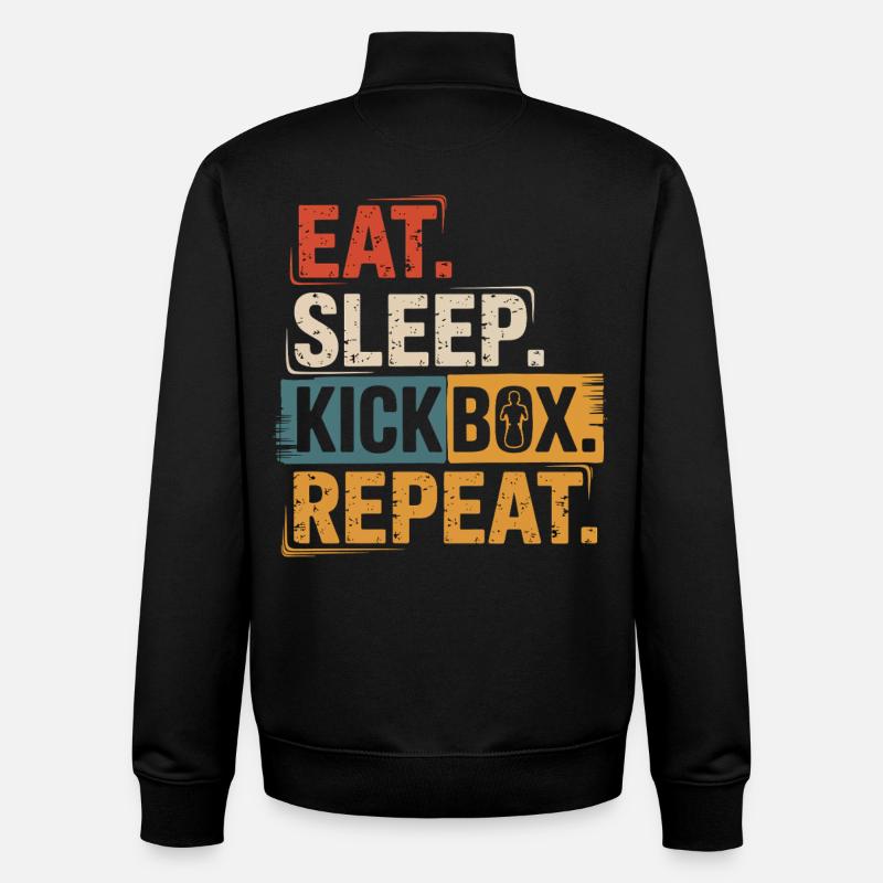 Eat Sleep Kickbox Repeat - Unisex Organic Zip Sweatshirt by Stanley/Stella - black