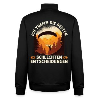 Gleitschirm ICH TREFFE DIE BESTEN SCHLECHTEN - Unisex Organic Zip Sweatshirt von Stanley/Stella - Schwarz - Hinten - AI Model Male 185 light (185cm)