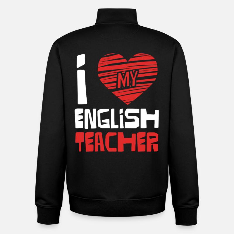 J’adore le professeur d’anglais - Sweat zippé unisexe en coton bio Stanley/Stella - noir