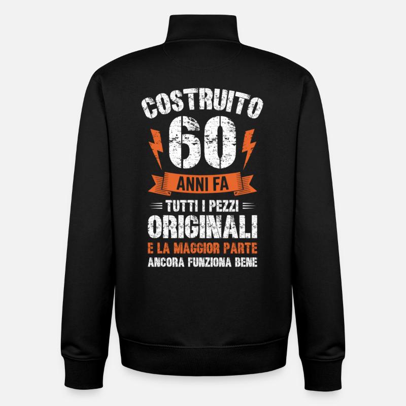60 Anni Fa Compleanno Retrò Divertente - Sweat zippé unisexe en coton bio Stanley/Stella - noir