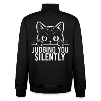 Funny Cat, Judging You Silently - Unisex Organic Zip Sweatshirt by Stanley/Stella - black - Back - AI Model Male 185 light (185cm)