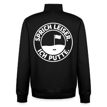 Sprich leiser ich putte Golfsport Humor - Unisex Organic Zip Sweatshirt von Stanley/Stella - Schwarz - Hinten - AI Model Male 185 light (185cm)