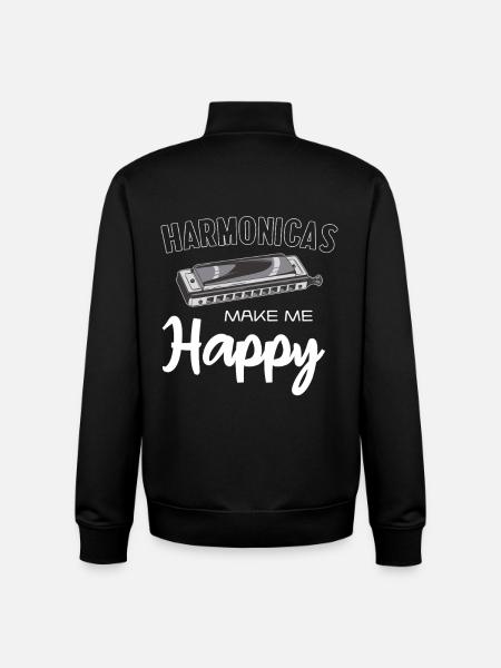Harmonicas Make Me Happy - Unisex Organic Zip Sweatshirt by Stanley/Stella - black