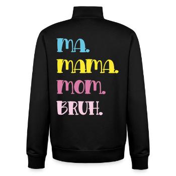 Mama Mom Bruh en typographie pastel - Sweat zippé unisexe en coton bio Stanley/Stella - noir - Dos - AI Model Male 185 light (185cm)