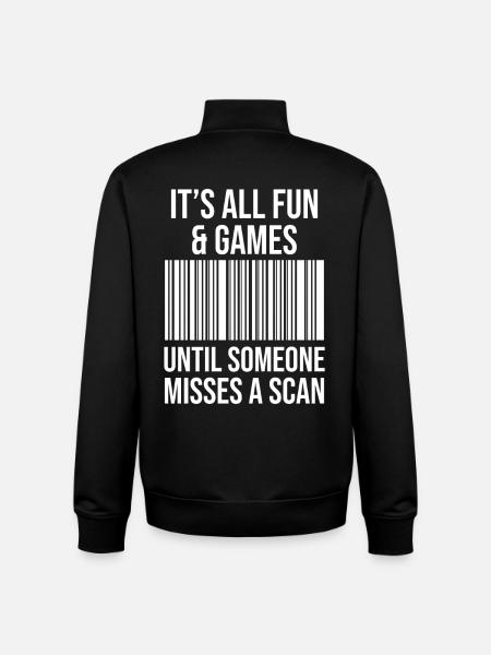 Barcode joke: Fun while scanning - Unisex Organic Zip Sweatshirt by Stanley/Stella - black