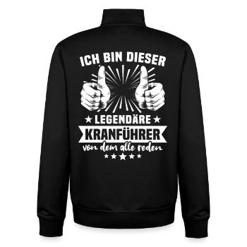 Crane operator legend - Unisex Organic Zip Sweatshirt by Stanley/Stella - black - Back - AI Model Male 185 light (185cm)