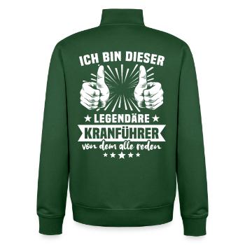 Crane operator legend - Unisex Organic Zip Sweatshirt by Stanley/Stella - bottle green - Back - AI Model Male 185 dark (185cm)