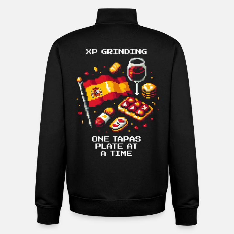 XP grinden | Tapas Spanien Barhopping - Unisex Organic Zip Sweatshirt von Stanley/Stella - Schwarz