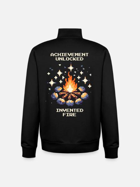Fire Invented | Stone Age caveman - Unisex Organic Zip Sweatshirt by Stanley/Stella - black