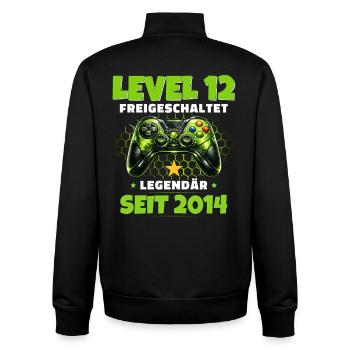 12. Geburtstag Gamer Shirt Level 12 freigeschaltet - Unisex Organic Zip Sweatshirt von Stanley/Stella - Schwarz - Hinten - AI Model Male 185 light (185cm)