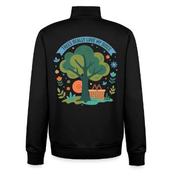 Les arbres adorent vraiment mes disques Scène drôle de disc golf - Sweat zippé unisexe en coton bio Stanley/Stella - noir - Dos - AI Model Male 185 light (185cm)