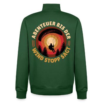 Gleitschirm ABENTEUER BIS DER WIND STOPP SAGT - Unisex Organic Zip Sweatshirt von Stanley/Stella - Flaschengrün - Hinten - AI Model Male 185 dark (185cm)