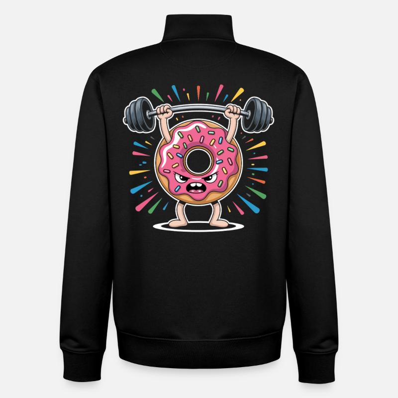 Donut strength training with sprinkles - Unisex Organic Zip Sweatshirt by Stanley/Stella - black