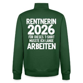Pensioner 2026 - Unisex Organic Zip Sweatshirt by Stanley/Stella - bottle green - Back - AI Model Male 185 dark (185cm)