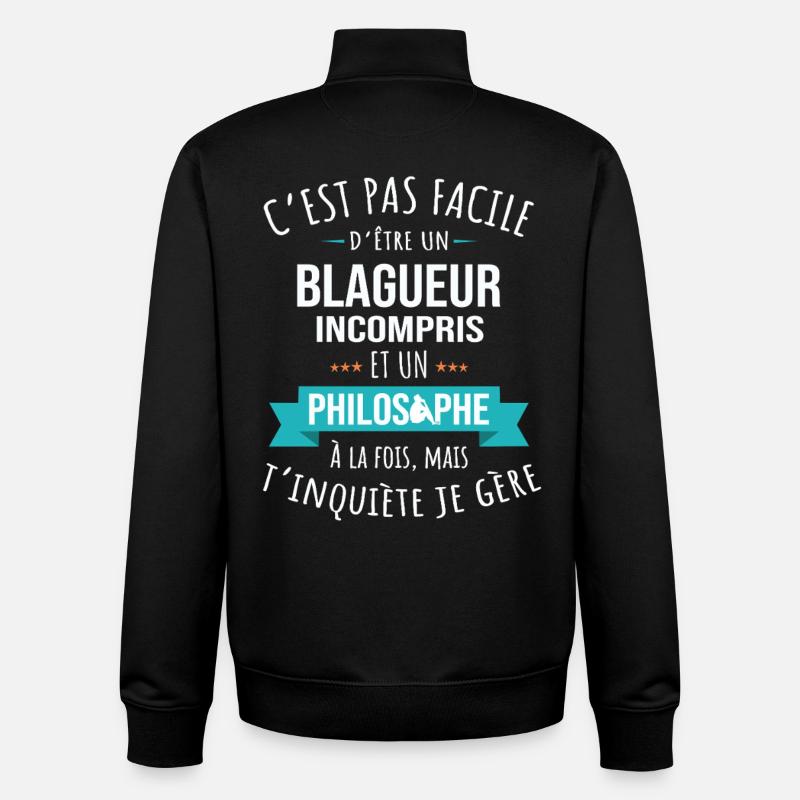 Joker Philosopher Misunderstood Humor - Unisex Organic Zip Sweatshirt by Stanley/Stella - black