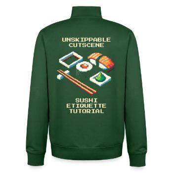 Unskipbare Cutscene | Sushi-Knigge Tutorial - Unisex Organic Zip Sweatshirt von Stanley/Stella - Flaschengrün - Hinten - AI Model Male 185 dark (185cm)