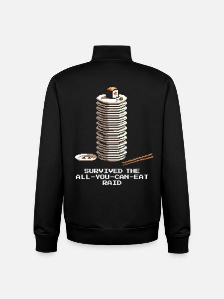 Survived All-You-Can-Eat Raid | Sushi Buffet - Unisex Organic Zip Sweatshirt by Stanley/Stella - black
