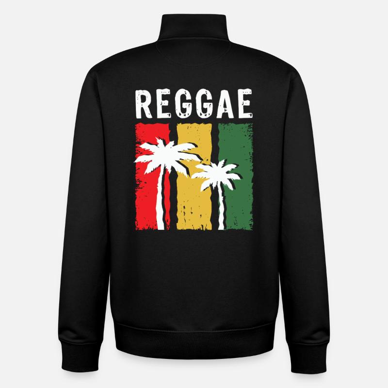 Reggae Palmen im Rasta-Farbblock - Unisex Organic Zip Sweatshirt von Stanley/Stella - Schwarz