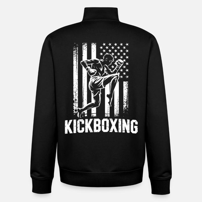 Style du drapeau du kickboxing - Sweat zippé unisexe en coton bio Stanley/Stella - noir