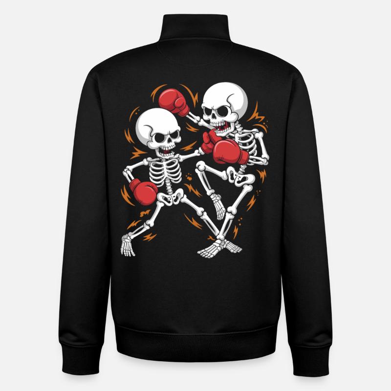 Boxing skeletons in bone rhythm - Unisex Organic Zip Sweatshirt by Stanley/Stella - black