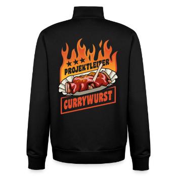Project Manager Currywurst | Fast Food | Flames - Unisex Organic Zip Sweatshirt by Stanley/Stella - black - Back - AI Model Male 185 light (185cm)