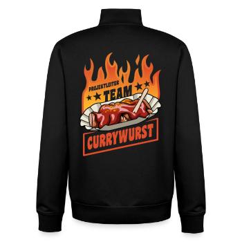 Project Manager Team Currywurst | Fast Food Flames - Unisex Organic Zip Sweatshirt by Stanley/Stella - black - Back - AI Model Male 185 light (185cm)