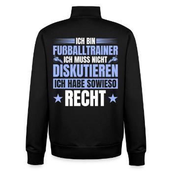 Fußballtrainer hat sowieso recht - Unisex Organic Zip Sweatshirt von Stanley/Stella - Schwarz - Hinten - AI Model Male 185 light (185cm)