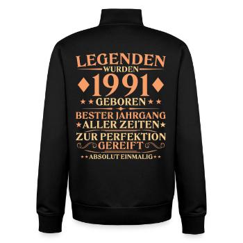 35. Geburtstag Einmalig 1991 Jahrgang geboren - Unisex Organic Zip Sweatshirt von Stanley/Stella - Schwarz - Hinten - AI Model Male 185 light (185cm)