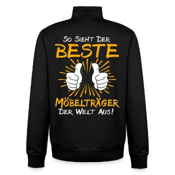Möbelträger Geschenkidee - Unisex Organic Zip Sweatshirt von Stanley/Stella - Schwarz - Hinten - AI Model Male 185 light (185cm)
