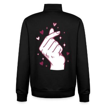 Kpop Musique coréenne Doigts mignons Cœur Amour Corée - Sweat zippé unisexe en coton bio Stanley/Stella - noir - Dos - AI Model Male 185 light (185cm)