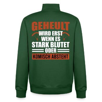 Gleitschirm GEHEULT WIRD ERST WENN ES BLUTET - Unisex Organic Zip Sweatshirt von Stanley/Stella - Flaschengrün - Hinten - AI Model Male 185 dark (185cm)