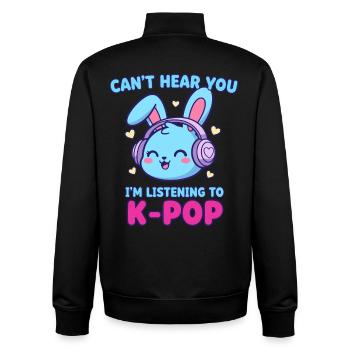Ich höre dich nicht. Ich höre K-Pop Bunny Koreanisch - Unisex Organic Zip Sweatshirt von Stanley/Stella - Schwarz - Hinten - AI Model Male 185 light (185cm)