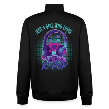 Einfach ein Mädchen, das K-Pop koreanische Musik liebt, süß - Unisex Organic Zip Sweatshirt von Stanley/Stella - Schwarz - Hinten - AI Model Male 185 light (185cm)