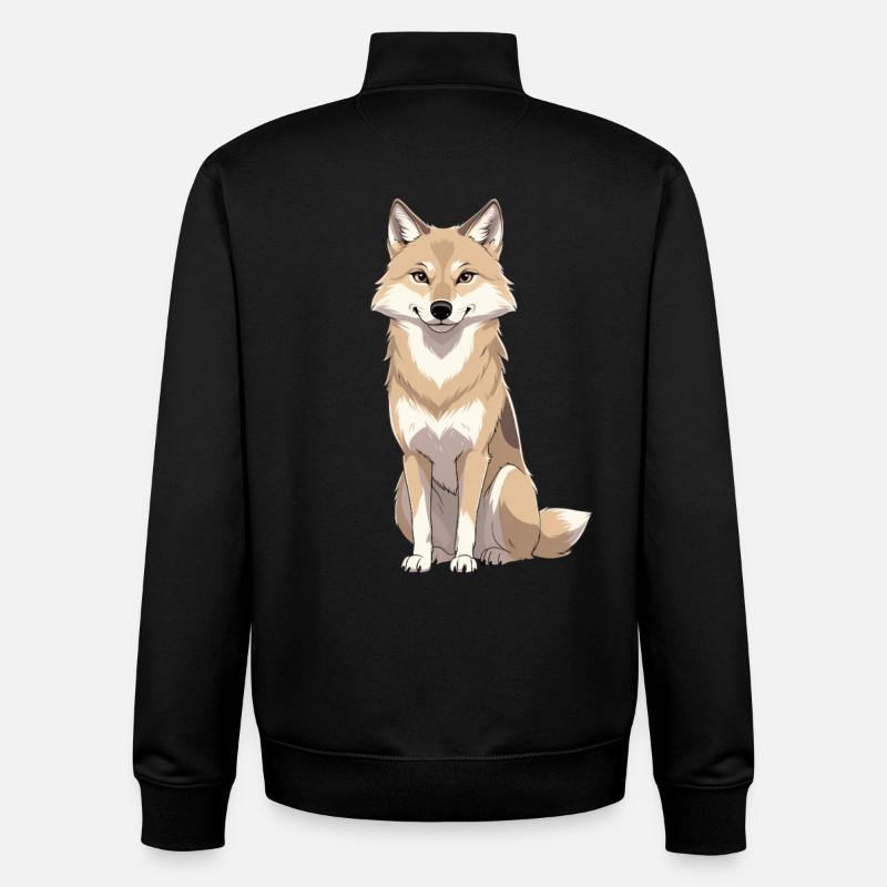 Illustration joyeuse d’un ami renard - Sweat zippé unisexe en coton bio Stanley/Stella - noir