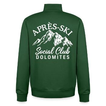 Après Ski Social Club Dolomites - Sweat zippé unisexe en coton bio Stanley/Stella - vert bouteille - Dos - AI Model Male 185 dark (185cm)