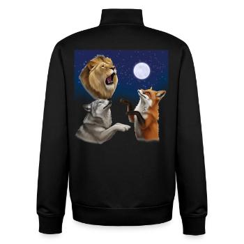 Wolf Fuchs und Löwe heulen auf den Mond Tiere - Unisex Organic Zip Sweatshirt von Stanley/Stella - Schwarz - Hinten - AI Model Male 185 light (185cm)