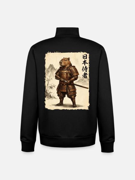 Samurai, Capybara, Japanese Art, Anime - Unisex Organic Zip Sweatshirt by Stanley/Stella - black