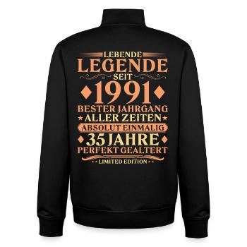 1991 Jahrgang Absolut Einmalig 35. Geburtstag - Unisex Organic Zip Sweatshirt von Stanley/Stella - Schwarz - Hinten - AI Model Male 185 light (185cm)