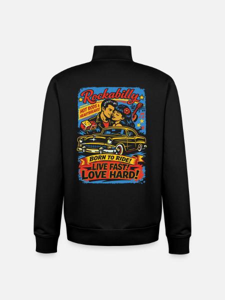 Rockabilly Auto-Liebe Druck - Unisex Organic Zip Sweatshirt von Stanley/Stella - Schwarz