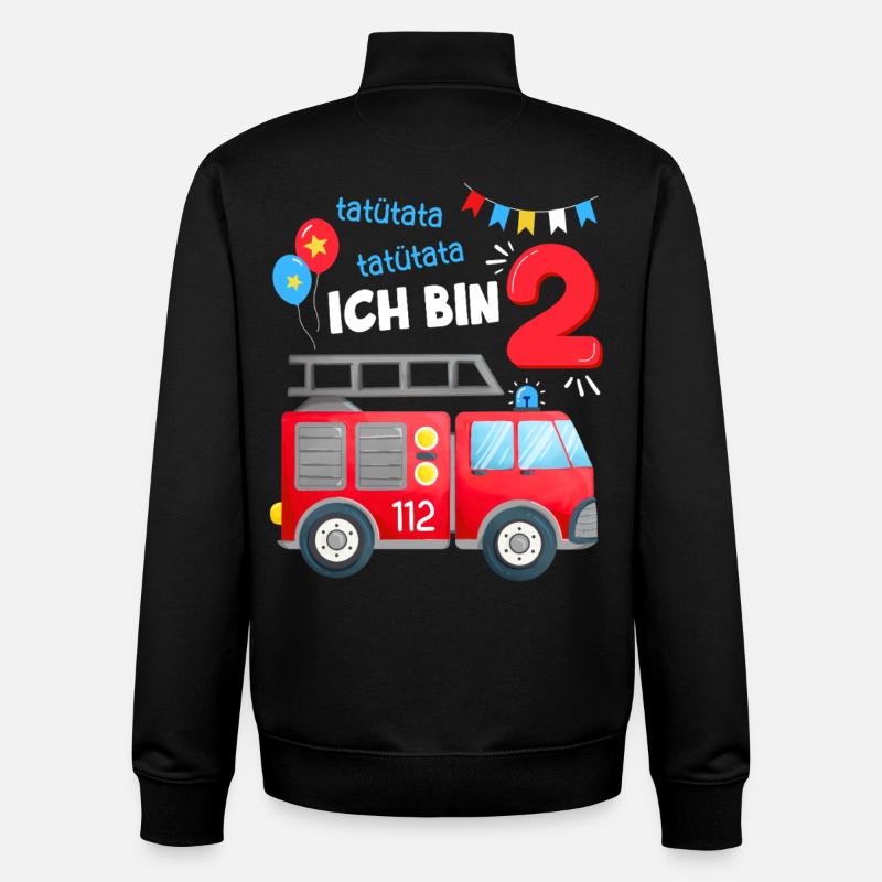 Fire Brigade 2 Years Second Birthday Boy Outfit - Unisex Organic Zip Sweatshirt by Stanley/Stella - black