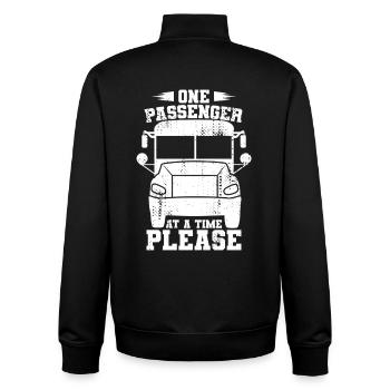 One Passenger at a Time Please - Unisex Organic Zip Sweatshirt von Stanley/Stella - Schwarz - Hinten - AI Model Male 185 light (185cm)