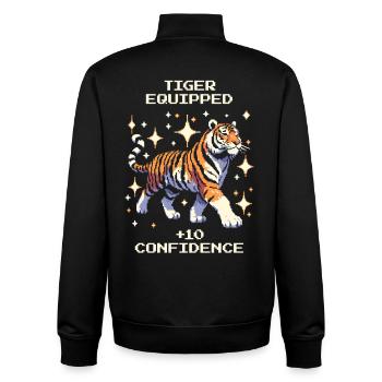 Équipement Tigre : +10 Confiance | Tiger - Sweat zippé unisexe en coton bio Stanley/Stella - noir - Dos - AI Model Male 185 light (185cm)