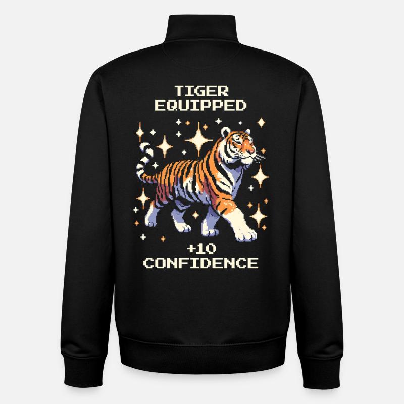 Tiger-Loadout: +10 Selbstvertrauen | Tiger - Unisex Organic Zip Sweatshirt von Stanley/Stella - Schwarz