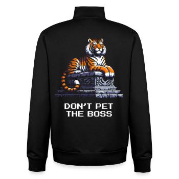 Ne caressez pas le patron | Avertissement Tigre - Sweat zippé unisexe en coton bio Stanley/Stella - noir - Dos - AI Model Male 185 light (185cm)