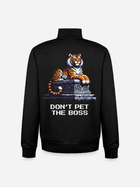 Streichel nicht den Chef | Tiger Warnung - Unisex Organic Zip Sweatshirt by Stanley/Stella - black
