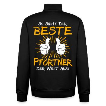 Pförtner Geschenkidee - Unisex Organic Zip Sweatshirt von Stanley/Stella - Schwarz - Hinten - AI Model Male 185 light (185cm)